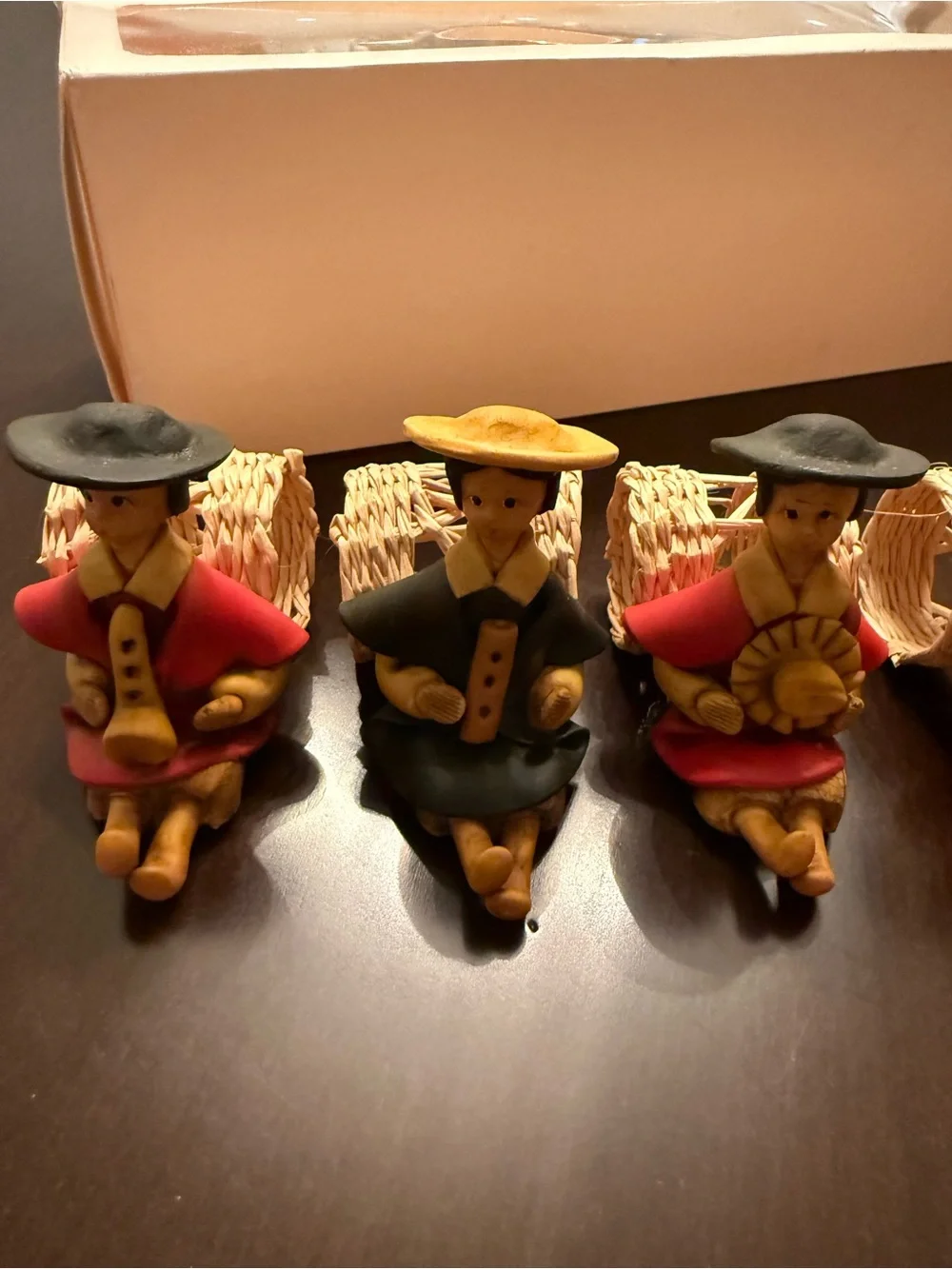 Folk Art Napkin Rings From Ecuador Handcrafted Polymer Clay And Wicker Set Of 6